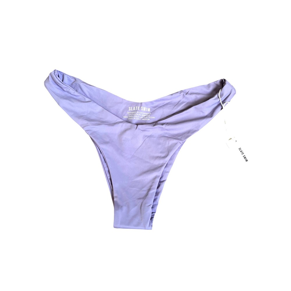 Slate Swim Womens Lavender V-Front High Cut Bikini Bottom Purple Medium NWT